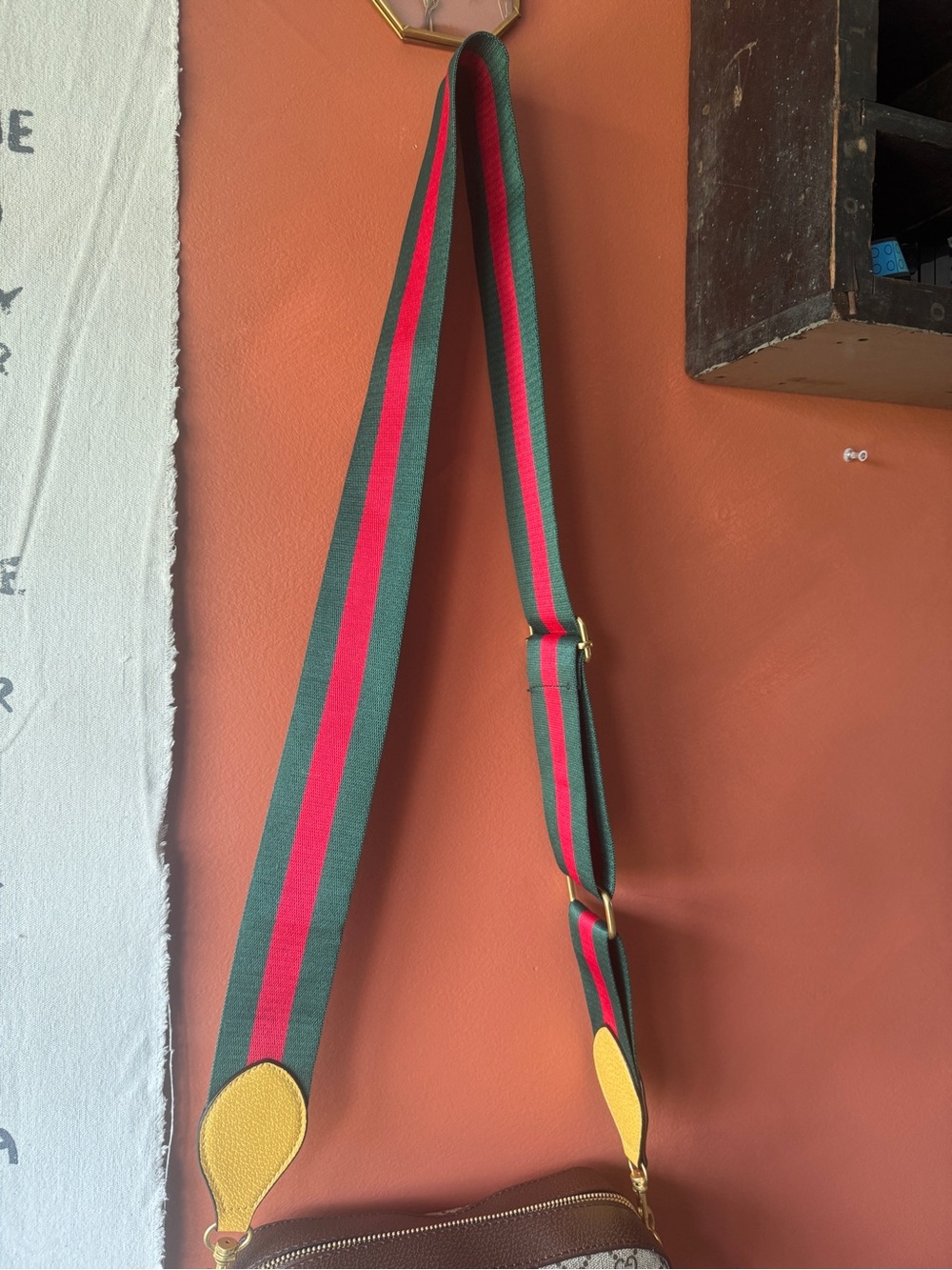 Gucci Beige GG Supreme Crossbody with Red & Green Web Strap and Yellow Accents - Picture 5 of 11
